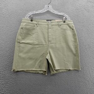 NWT NYDJ Not Your Daughters Frayed Hem‎ Bermuda Shorts 16 Green Womens High Rise